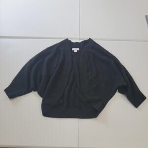 Ann Taylor Loft Sweater Womens Medium Black 100% Cashmere Open Front Cardigan